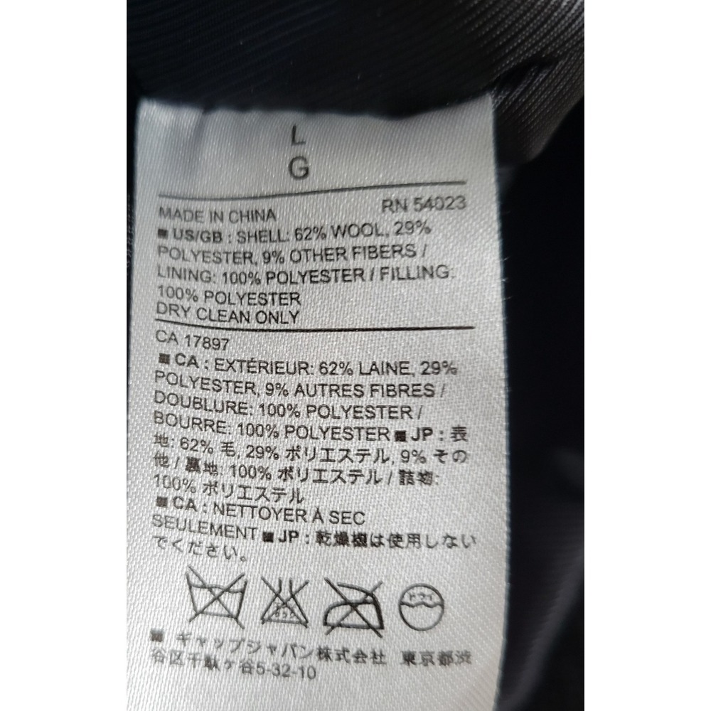 Banana Republic Wool Blend Coat Black Gray Size‎ Large Zip Womens Lined 1352 - Picture 6 of 6